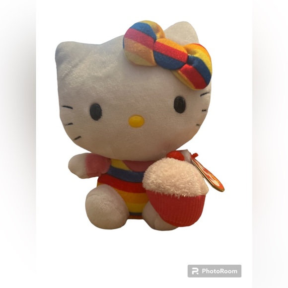 Hello Kitty Ty‎ Beanie Babies Plushie "Rainbow" 2013 - Picture 1 of 7